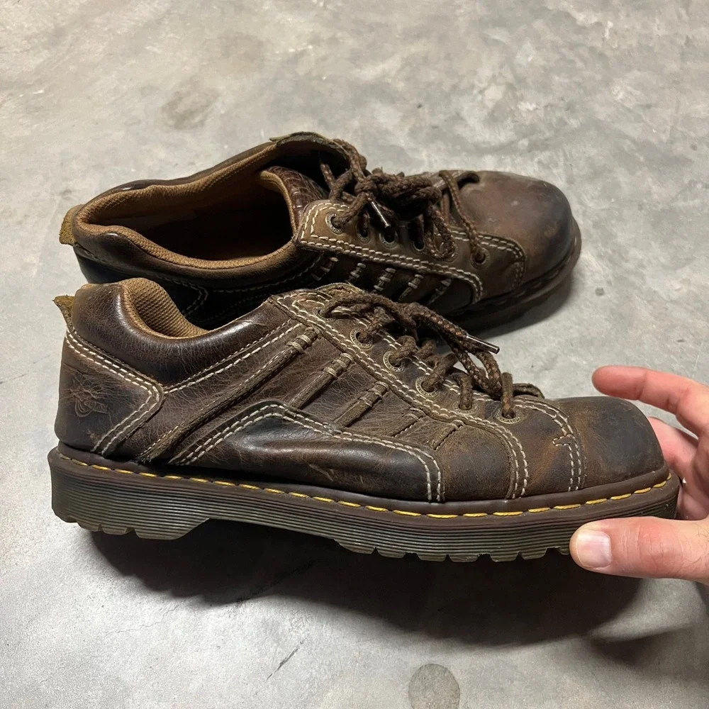 Dr. Martens Keith Mens Brown Leather Low Top Shoes AW004 Size 11 US 10 UK